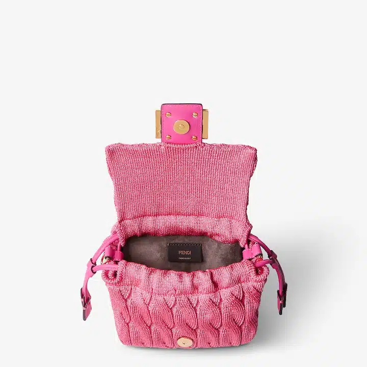 Mamma Baguette Small Fuchsia cable-knit mini-bag - Image 3