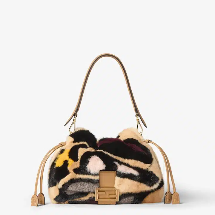 Mamma Baguette Medium Multicolor Night Butterfly inlay mink bag