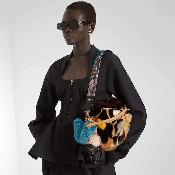 Mamma Baguette Medium Multicolor Night Butterfly inlay mink bag - Image 3