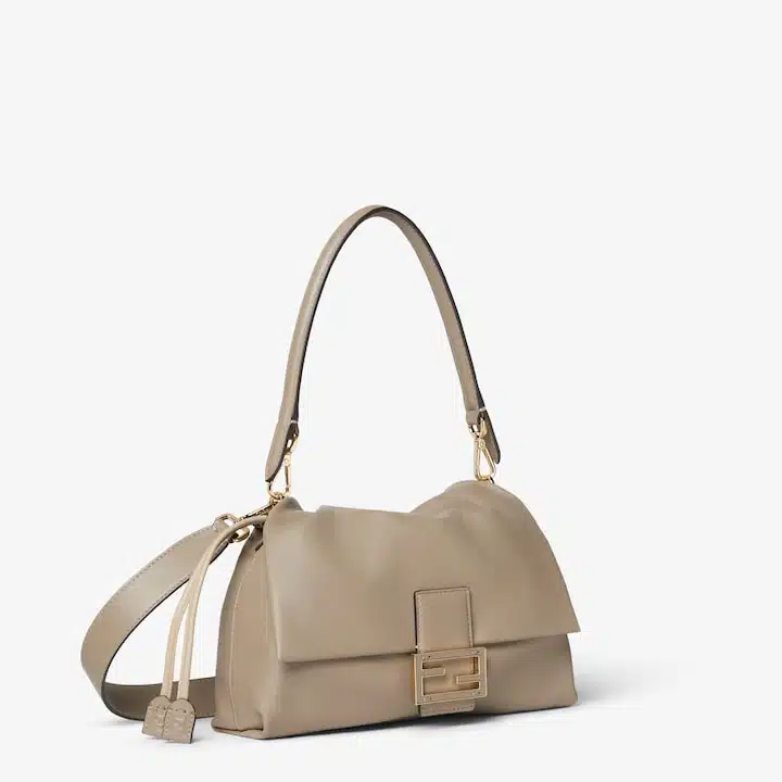 Mamma Baguette Medium Dove gray nappa leather bag - Image 3