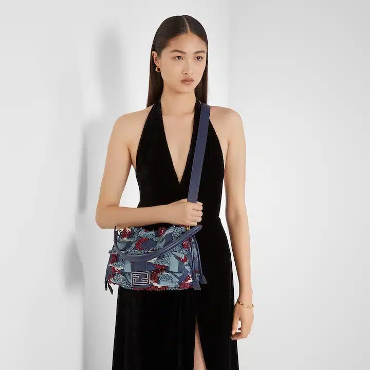 Mamma Baguette Medium Multicolored Night Butterfly beaded Bag - Image 3