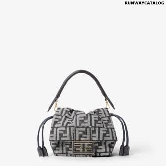 Mamma Baguette Small Dark blue FF flocked denim mini-bag