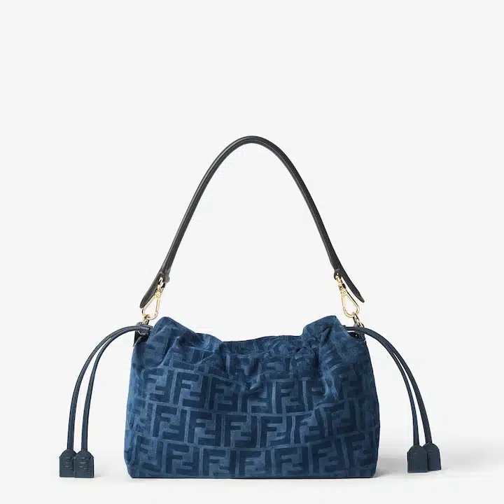 Mamma Baguette Medium Blue flocked FF denim bag - Image 2
