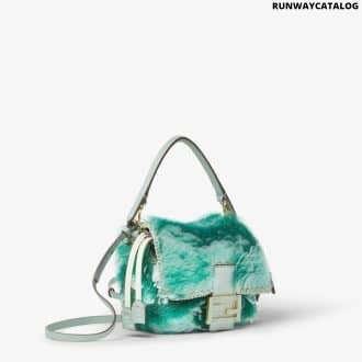 Mamma Baguette Small Mint green crochet mini-bag with maxi sequins