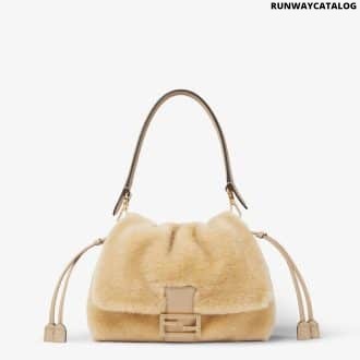Mamma Baguette Medium Beige shearling bag