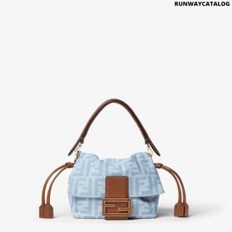 Mamma Baguette Small Light blue FF denim mini-bag