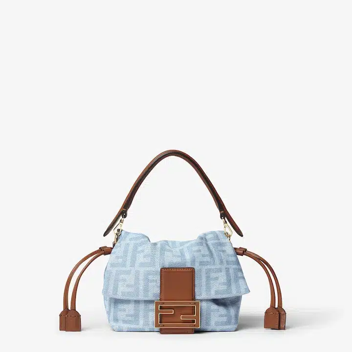 Mamma Baguette Small Light blue FF denim mini-bag