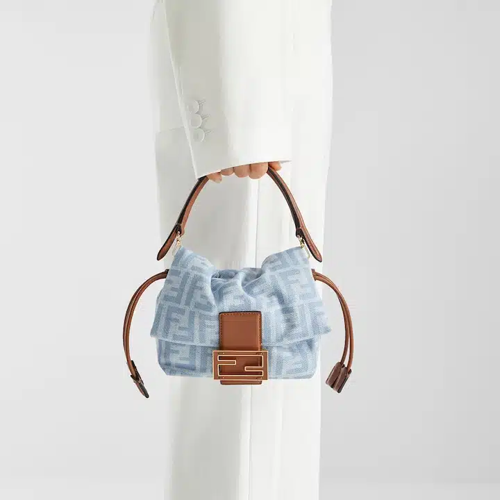 Mamma Baguette Small Light blue FF denim mini-bag - Image 3