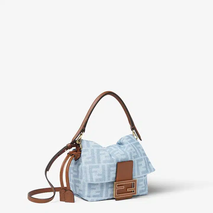 Mamma Baguette Small Light blue FF denim mini-bag - Image 2