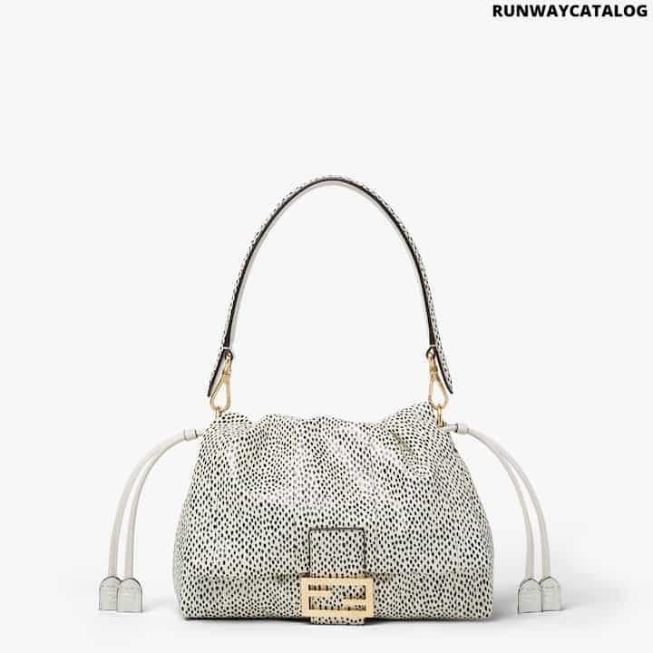 Mamma Baguette Medium White printed elaphe bag