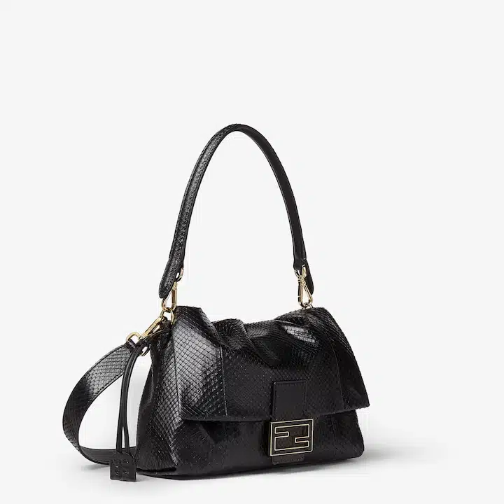 Mamma Baguette Medium Black python leather bag - Image 3