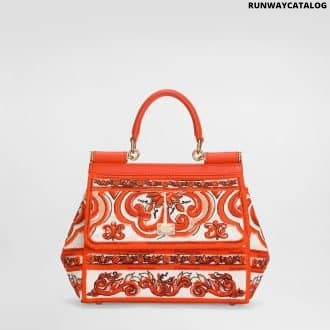 Small Sicily handbag with majolica embroidery