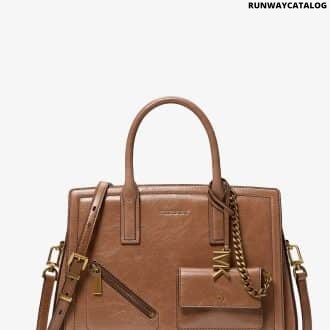 Laila Medium Crackled Leather Satchel with Card Case