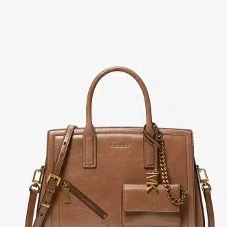 Laila Medium Crackled Leather Satchel with Card Case