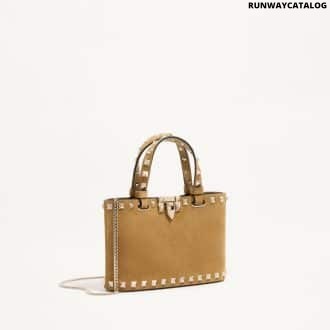 Rockstud mini suede shopping bag