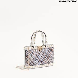 Valentino Garavani Rockstud Mini Shopping Bag In Woven Fabric
