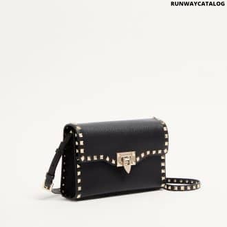 Small Rockstud Grainy Calfskin Crossbody Bag