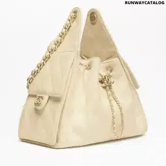 Grained Calfskin & Gold-Tone Metal  Beige