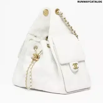 Grained Calfskin & Gold-Tone Metal  White
