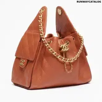 Grained Calfskin & Gold-Tone Metal  Dark Orange