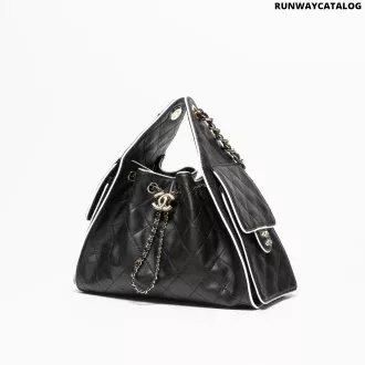 Calfskin & Gold-Tone Metal  Black & White