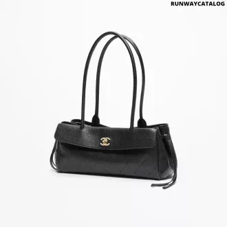 Grained Calfskin & Gold-Tone Metal  Black