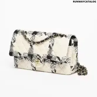 Cotton & Wool Tweed & Gold-Tone Metal  White, Ecru & Black