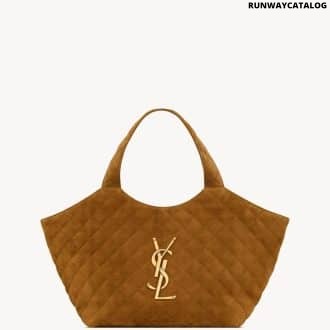 ICARE MEDIUM IN QUILTED SUEDE CARAMEL COGNAC
