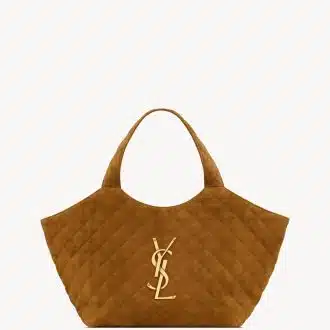 ICARE MEDIUM IN QUILTED SUEDE CARAMEL COGNAC