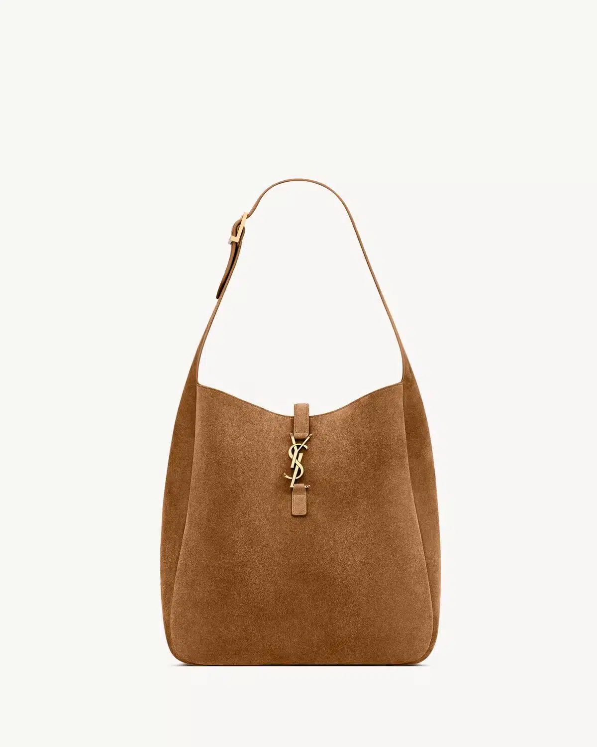 LE 5 À 7 SUPPLE LARGE IN SUEDE CARAMEL COGNAC