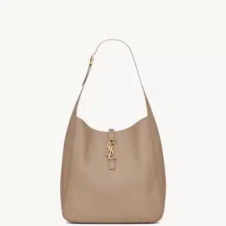 LE 5 À 7 SUPPLE LARGE IN GRAINED LEATHER DUSTY GREY