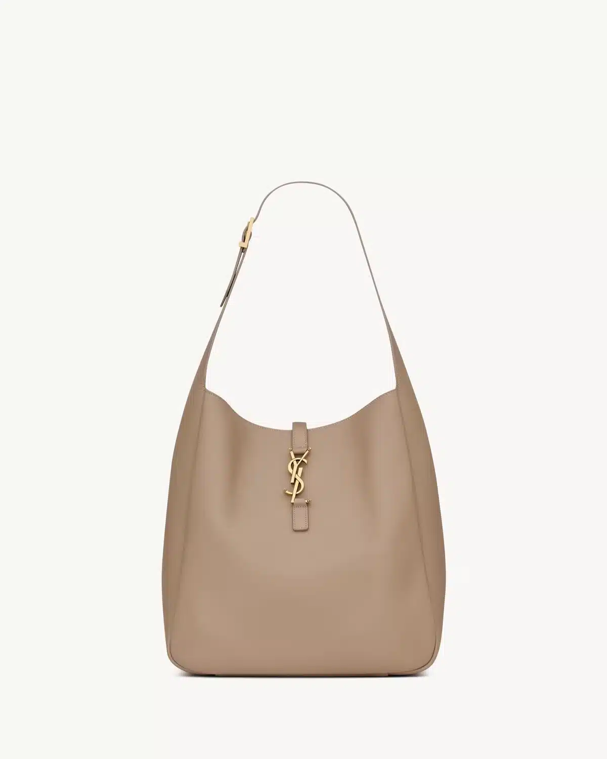 LE 5 À 7 SUPPLE LARGE IN GRAINED LEATHER DUSTY GREY