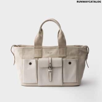 Prada Route large canvas and leather tote bag