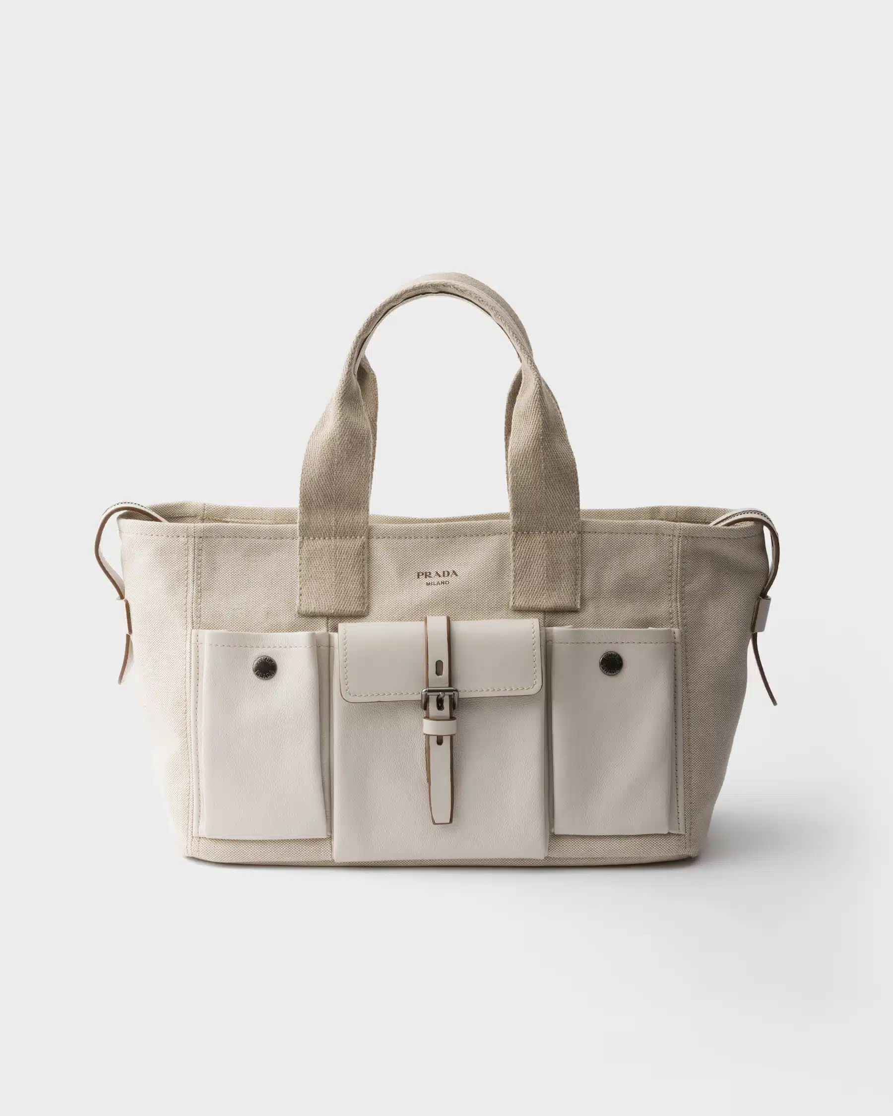 Prada Route large canvas and leather tote bag