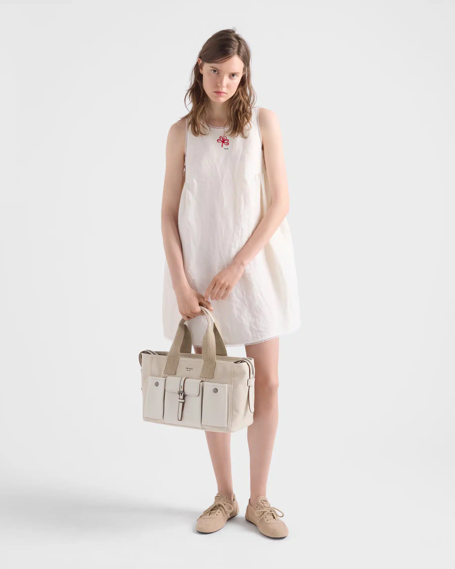 Prada Route large canvas and leather tote bag - Image 2